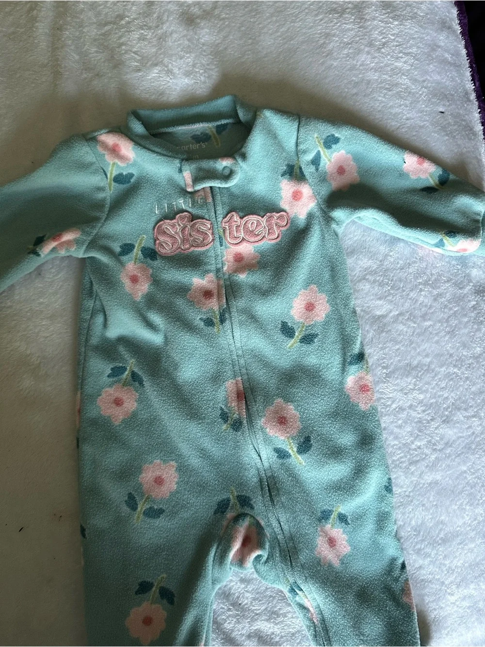 Carter's Mint Green Floral Footed One-Piece